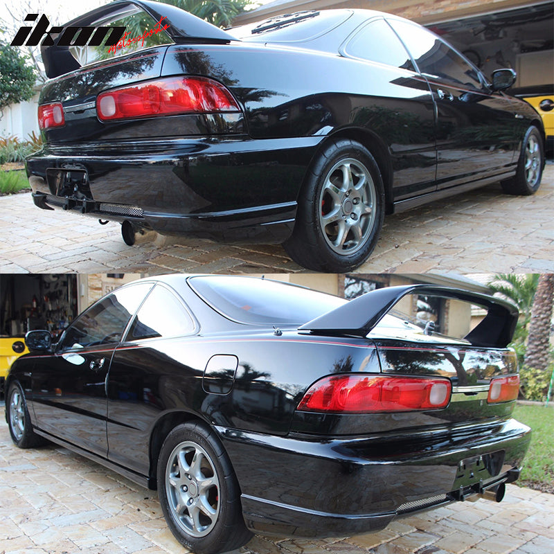 Rear Bumper Lip Compatible With 1998-2001 ACURA INTEGRA HATCHBACK, Usdm Style PU Black Rear Lip Spoiler Splitter by IKON MOTORSPORTS, 1999 2000