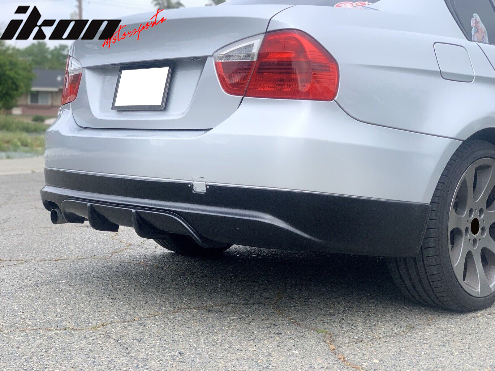 Rear Bumper Lip Compatible With 2005-2012 BMW E90 3-Series, AC-S Style Black PU Rear Lip Finisher Under Chin Spoiler Underspoiler Splitter Valance Underbody Bumper Fascia Add On by IKON MOTORSPORTS