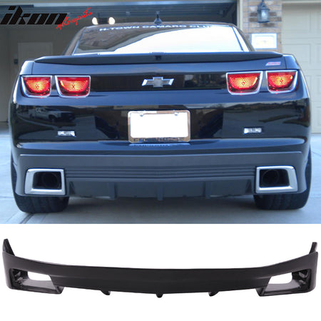 Rear Bumper Lip Spoiler With Muffer Tip Compatible With 2010-2013 Chevy Camaro, Factory Style Black PU by IKON MOTORSPORTS
