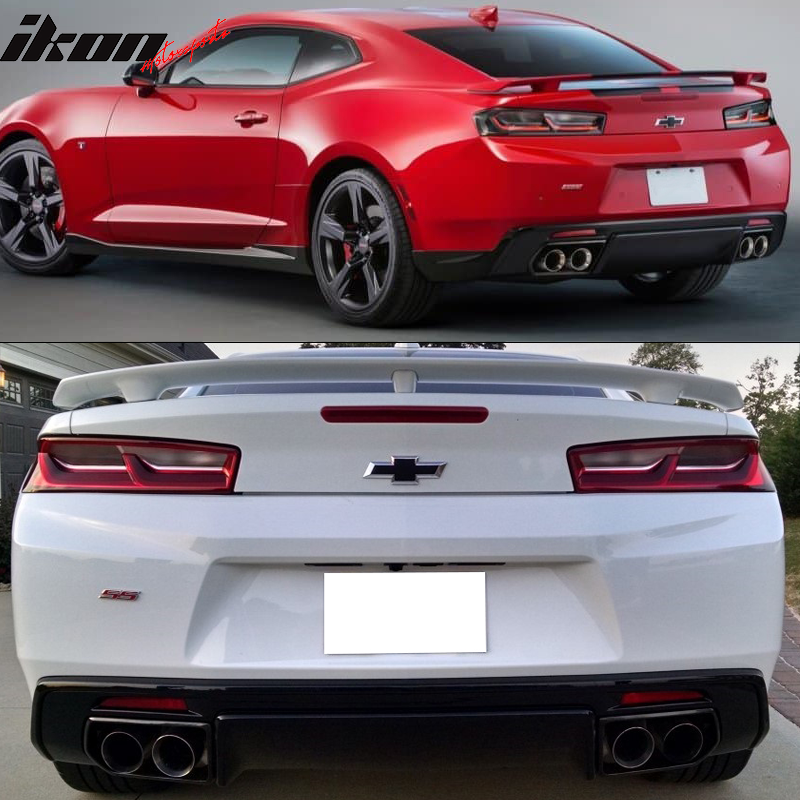 Rear Bumper Diffuser Compatible With 2016-2024 Chevy Camaro, Factory Style PP Chin Spoiler Lower Cover by IKON MOTORSPORTS, 2017 2018 2019