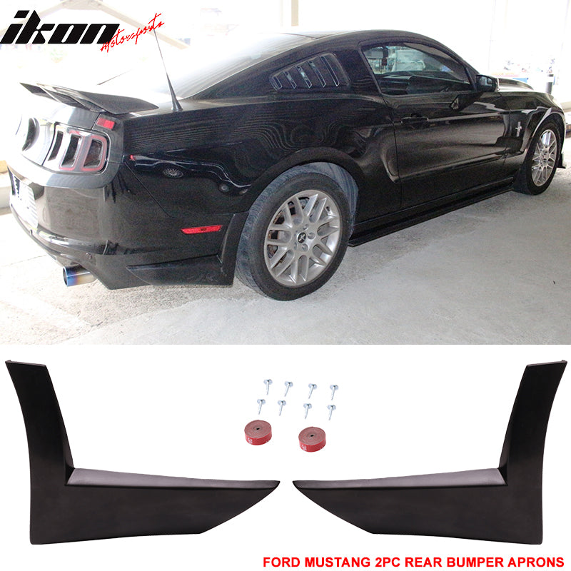 2013-2014 Ford Mustang X Style Rear Bumper Lip Spoiler Side Aprons 2PC