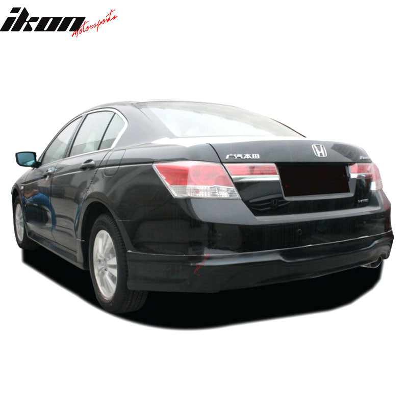 Rear Bumper Lip Compatible With 2011-2012 Honda Accord 4 Door Sedan 2.4L L4 Engine, Factory Style PU Black Rear Lip Spoiler Splitter by IKON MOTORSPORTS