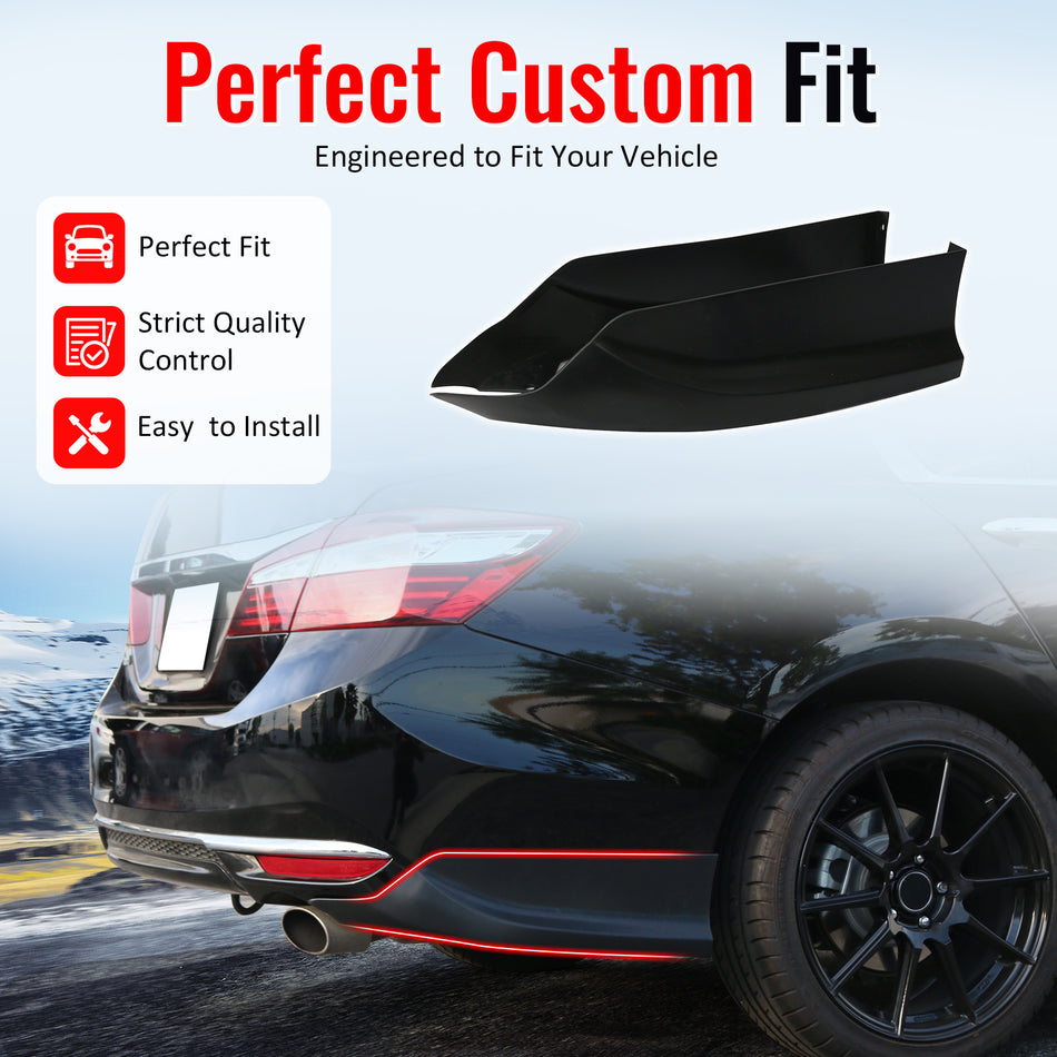 Rear Bumper Lip Compatible With 2016-2017 Honda Accord Sedan 4Dr, HFP Style Unpainted Black Polypropylene PP Rear Diffuser Spoiler Splitter Valance Underbody Bumper Fascia Add On by IKON MOTORSPORTS