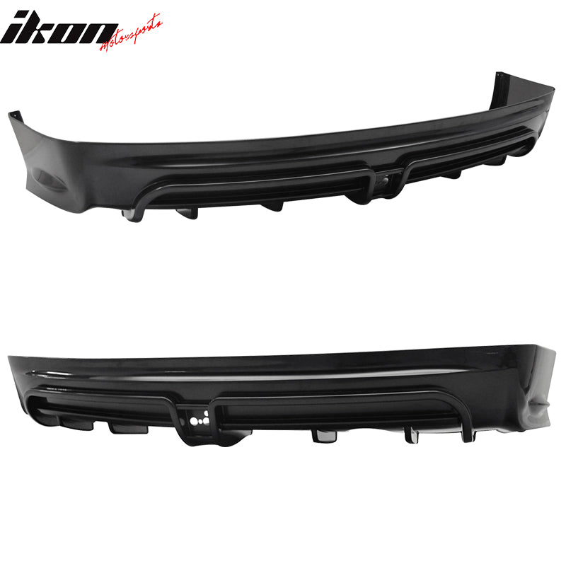 IKON MOTORSPORTS, Rear Lip Compatible With 2013-2015 Honda Civic 4Dr, Black ABS Rear Bumper Lip w/ Red 3rd Brake Light Finisher Under Chin Spoiler Underspoiler Splitter Valance