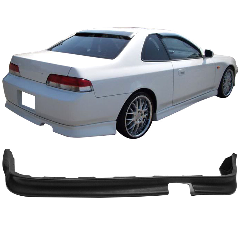 Rear Bumper Lip Compatible With 1997-2001 Honda Prelude, JDM SPORT Style Unpainted Black Polyurethane Spoiler Splitter Valance Canards Chin CF Spoiler by IKON MOTORSPORTS, 1998 1999 2000