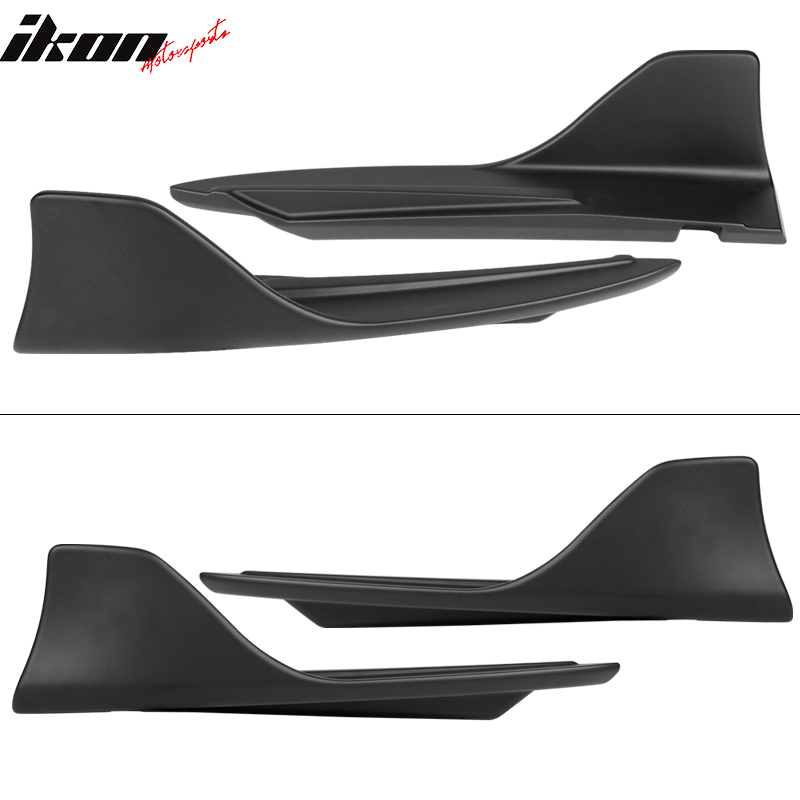 IKON MOTORSPORTS, Rear Side Aprons Compatible With 2014-2020 Lexus IS200t IS250 IS300 IS350 Sedan 4-Door, Type A 2PCS Rear Bumper Lip Splitter Bottom Line Lip Underbody Matte Black, 2015 2016 2017