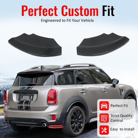 IKON MOTORSPORTS Rear Aprons, Compatible with 2017-2020 Mini Cooper Countryman F60, MX Style Gloss Black ABS Rear Bumper Lip Lower Side Spat Valance Winglet Canard Protector Pair