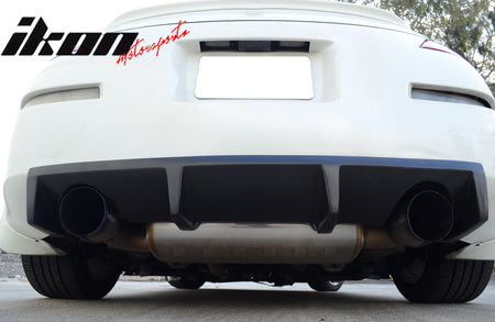 IKON MOTORSPORTS, Rear Bumper Lip Compatible With 2003-2008 Nissan Fairlady Z Z33 350Z, J Style Black PU Rear Lip Finisher Under Chin Spoiler Underspoiler Splitter Valance Underbody Bumper Fascia