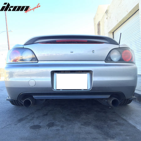 IKON MOTORSPORTS Rear Aprons, Compatible with 2000-2003 Honda S2000, CS Style Unpainted Black PU Polyurethane Rear Bumper Lip Lower Side Spat Valance Winglet Canard Protector 2PCS