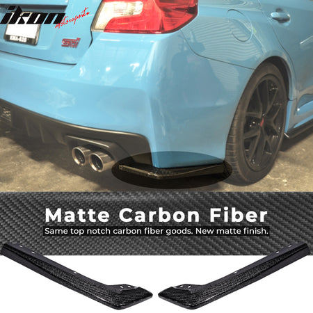 IKON MOTORSPORTS, Rear Aprons Compatible With 2015-2021 Subaru WRX STI , Matte Carbon Fiber STI Style Rear Bumper Lip Spoiler Wing 2PC, 2016 2017