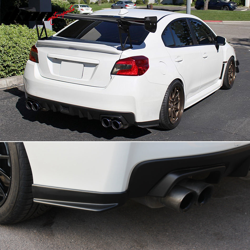 Bumper Splitter Compatible With 2015-2021 Subaru WRX STI VA1 VA2, Rear Bumper Lip Apron 2Pc Spats ABS Splitter by IKON MOTORSPORTS