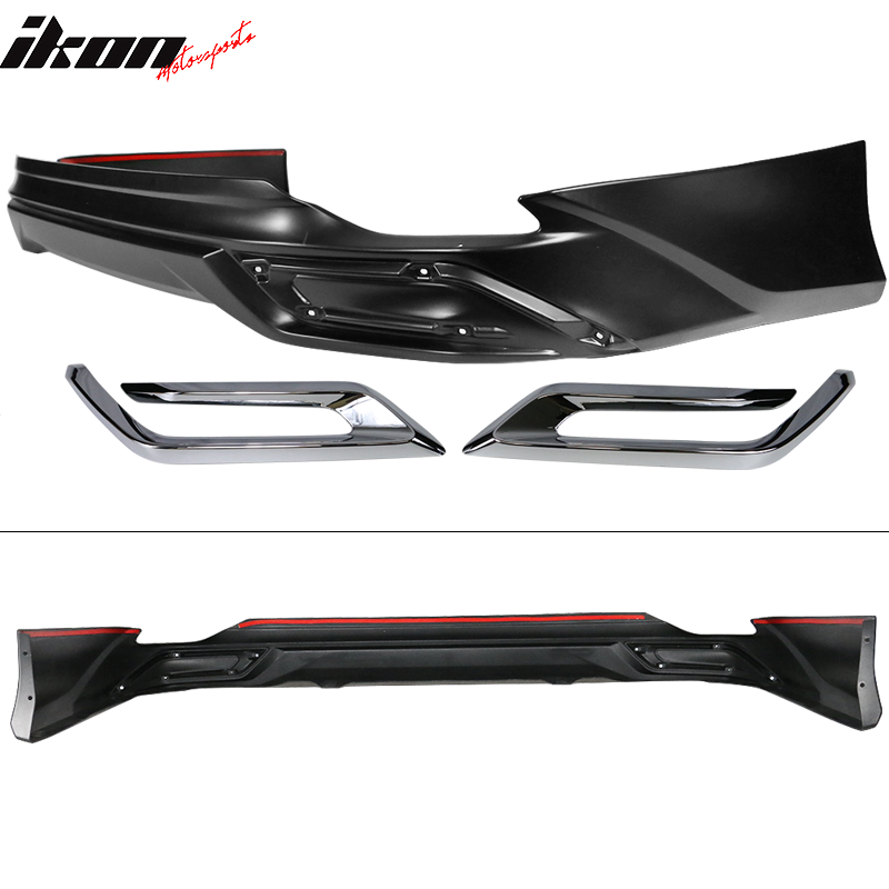 Fits 18-23 Toyota Camry LE MD Style Rear Bumper Lip Diffuser With Chrome Trim