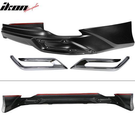 Fits 18-24 Toyota Camry LE MD Style Rear Bumper Lip Diffuser With Chrome Trim