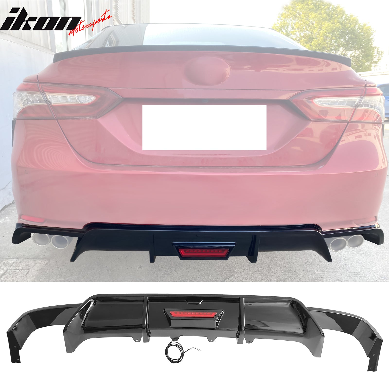 Fits 18-24 Toyota Camry SE XSE Rear Diffuser Lip W/LED Light