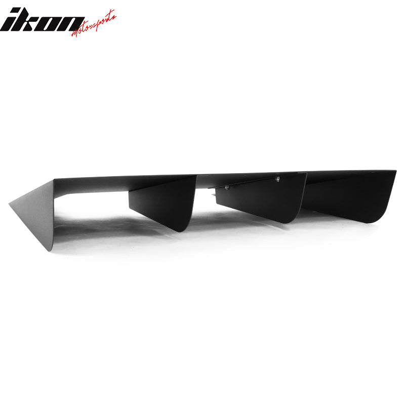 IKON MOTORSPORTS, Rear Lower Bumper Lip Diffuser Compatible With Any Car, Unpainted Black Aluminium V2 Style Rear Bumper Lip Diffuser Guard Conversion Shark Fins Trim