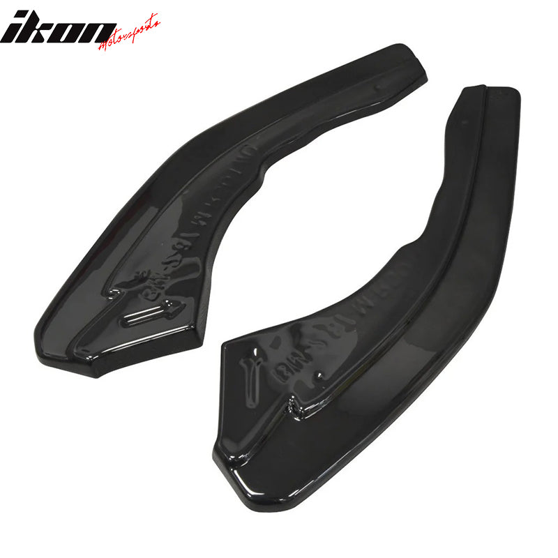 Fits 16-22 BMW F87 M2 Rear Bumper Lip Corner Aprons Unpainted Black PU - 2PCS