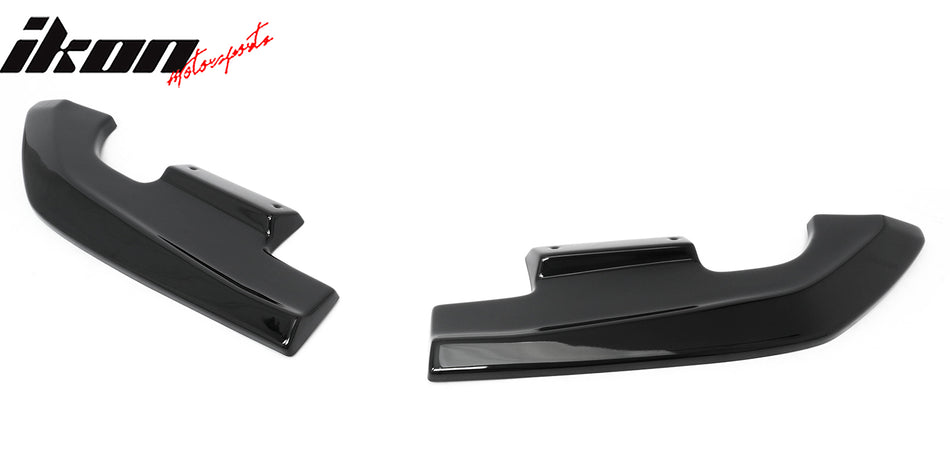 IKON MOTORSPORTS Rear Bumper Lip Apron Splitter, Compatible with 2024-2026 Ford Mustang Ecoboost & GT, R Style Gloss Black ABS Rear Diffuser Spat Valance Winglet Canard Protector 2PCS