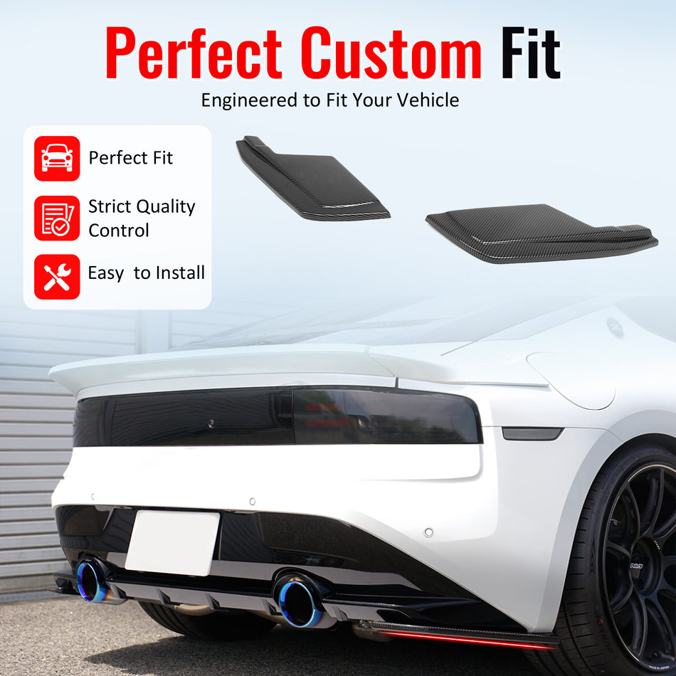 IKON MOTORSPORTS Rear Aprons, Compatible with 2023-2026 Nissan Z (400Z), V Style Carbon Fiber Print ABS Rear Bumper Lip Lower Side Spat Valance Winglet Canard Protector Pair