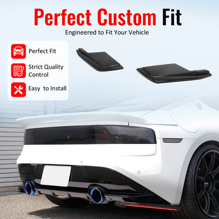IKON MOTORSPORTS Rear Aprons, Compatible with 2023-2026 Nissan Z (400Z), V Style Gloss Black ABS Rear Bumper Lip Lower Side Spat Valance Winglet Canard Protector Pair