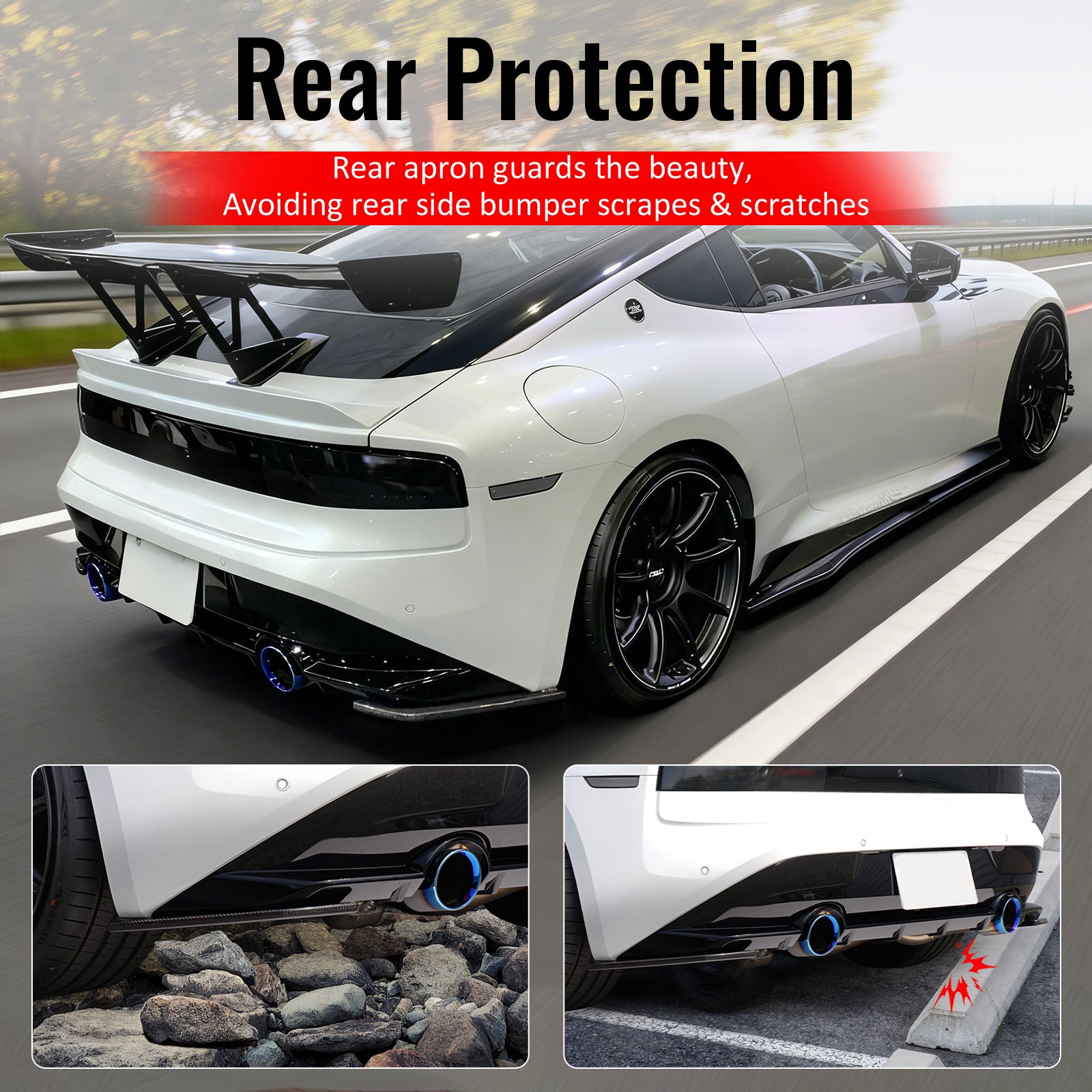 For 23-26 Nissan Z 400Z Gloss Black V Style Rear Bumper Side Corner Aprons Cap