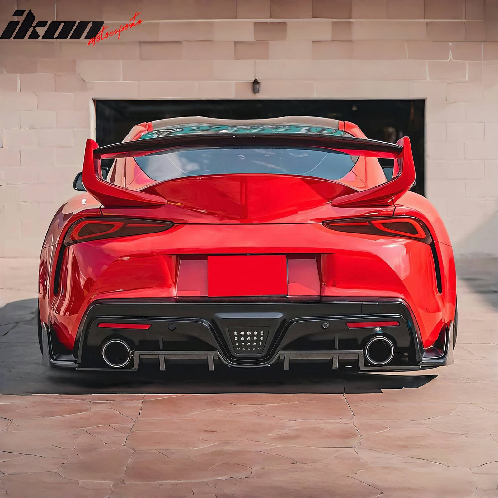 IKON MOTORSPORTS Rear Aprons, Compatible with 2020-2024 Toyota GR Supra A90 A91 MK5, AG Style Gloss Carbon Fiber Rear Bumper Lip Lower Side Spat Valance Winglet Canard Protector 2PCS