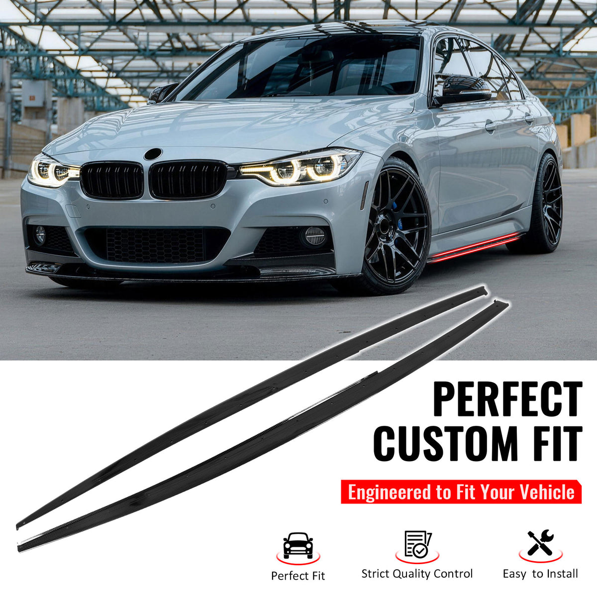 For 2012-2018 BMW 3 Series F30 F31 M Sport Side Skirts Carbon Fiber Print