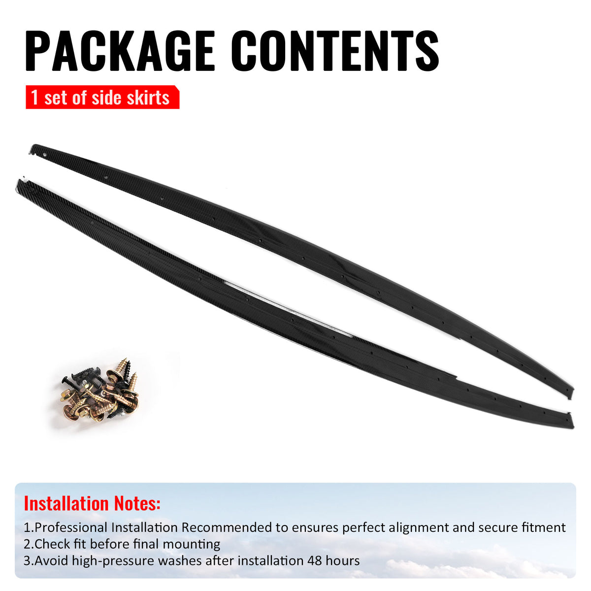 Fits 12-18 BMW 3 Series F30 F31 M Sport MP Style Side Skirts Carbon Fiber Print