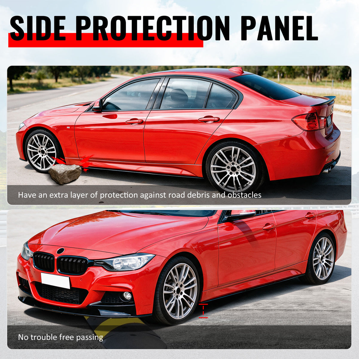 Fits 12-18 BMW 3 Series F30 F31 M Sport MP Style Side Skirts Carbon Fiber Print