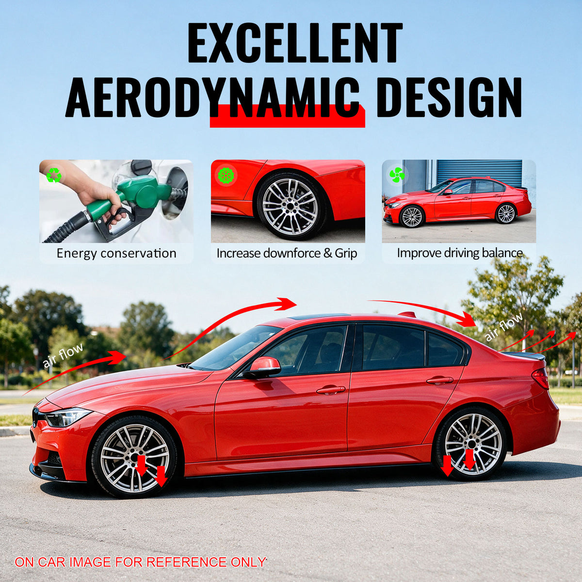 Fits 12-18 BMW 3 Series F30 F31 M Sport MP Style Side Skirts Carbon Fiber Print