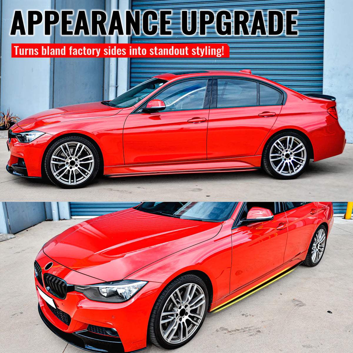 Fits 12-18 BMW 3 Series F30 F31 M Sport MP Style Side Skirts Gloss Black Pair