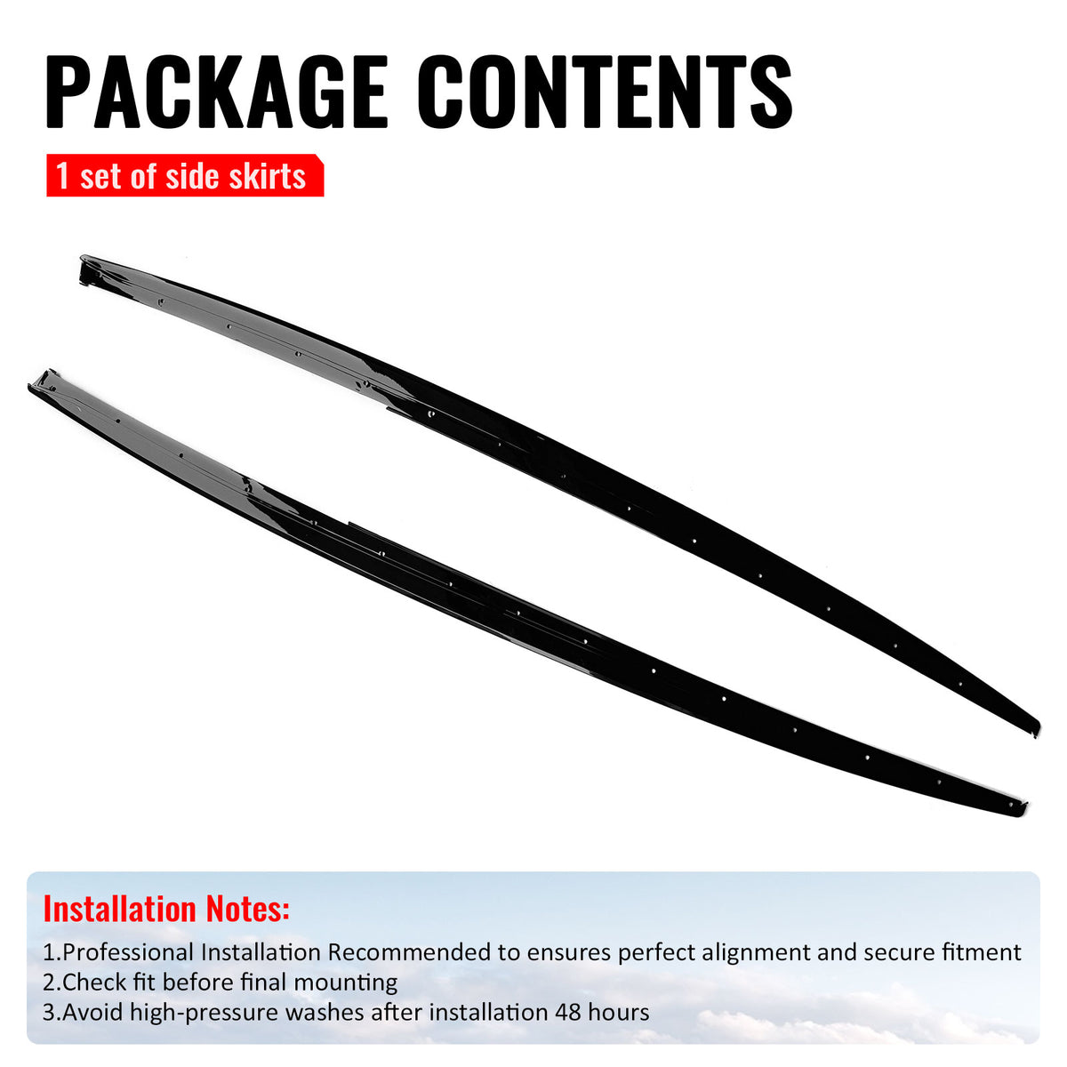 Fits 12-18 BMW 3 Series F30 F31 M Sport MP Style Side Skirts Gloss Black Pair