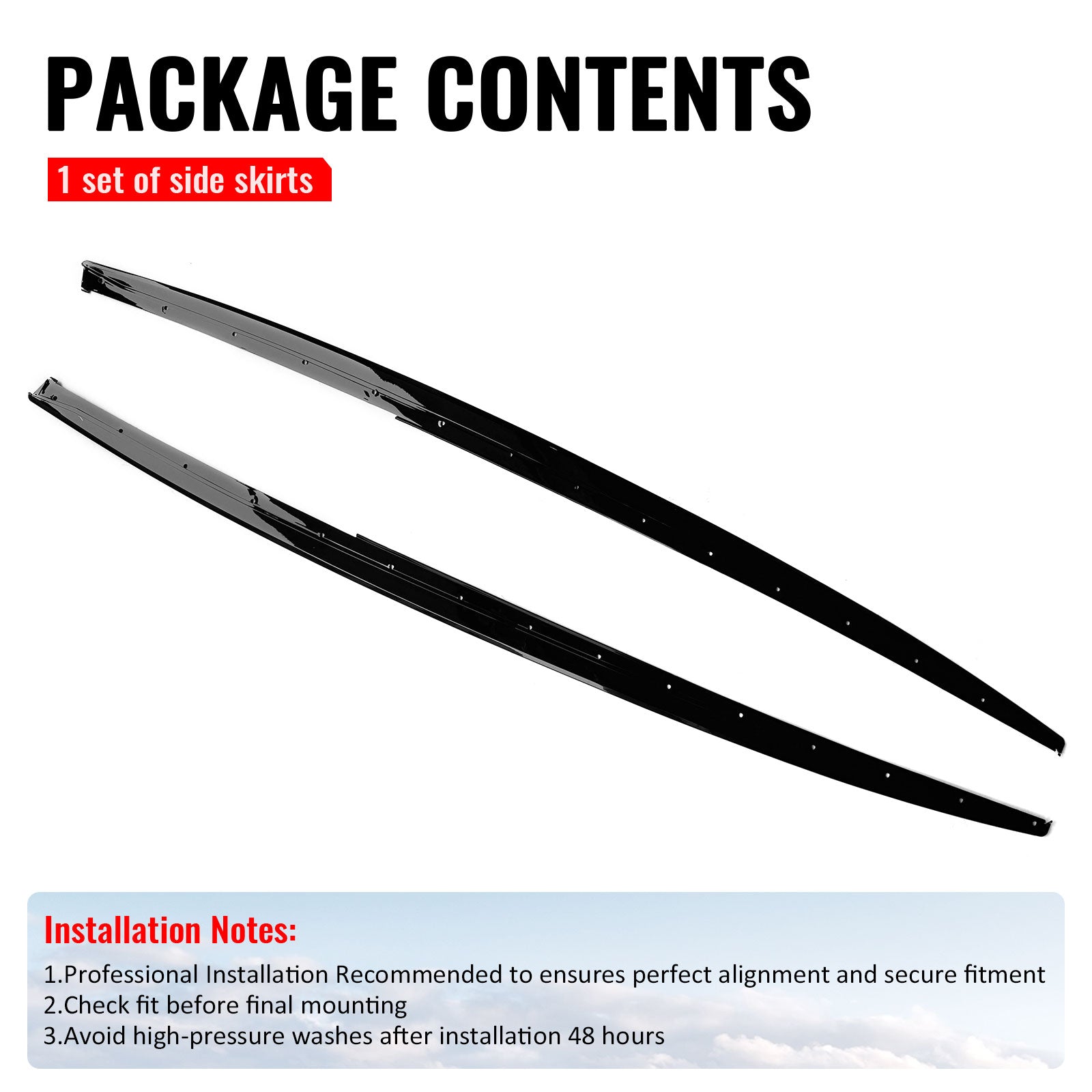 Fits 12-18 BMW 3 Series F30 F31 M Sport MP Style Side Skirts Gloss Black Pair