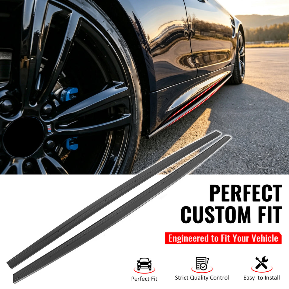 Fit 2014-2020 BMW 4-Series F32 F33 F36 M Sport Side Skirts Unpainted Black