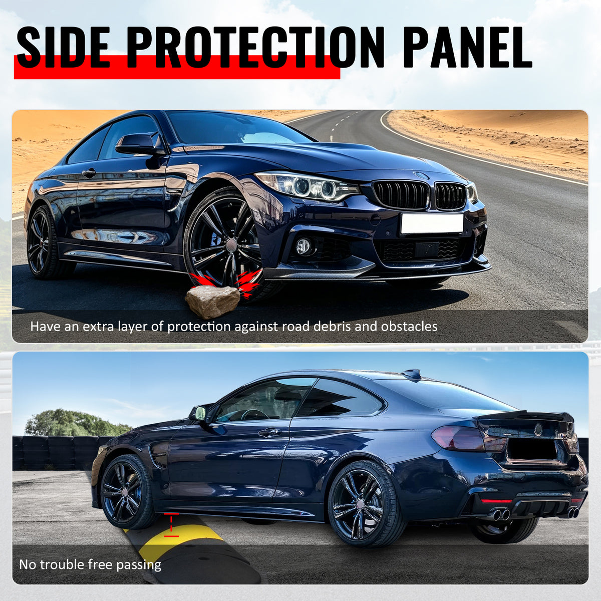 Fits 14-20 BMW 4-Series F32 F33 F36 M Sport Side Skirts ABS Carbon Fiber Print