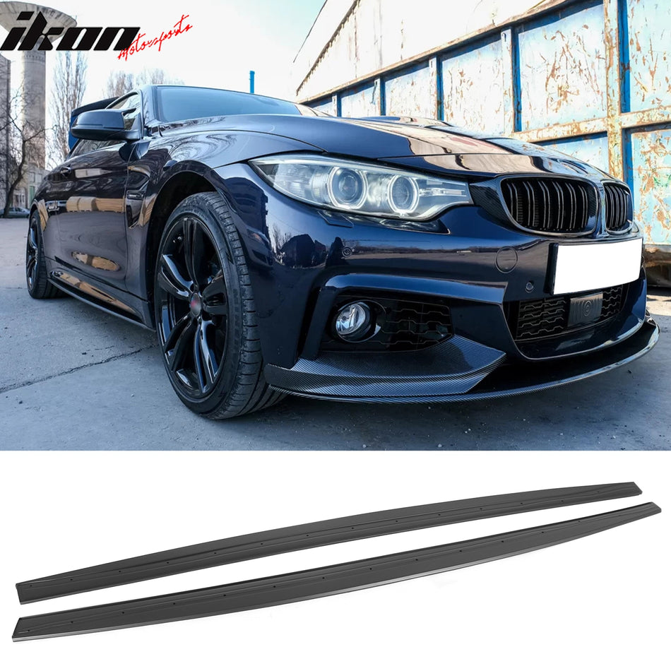 2014-2020 BMW 4-Series F32 F33 F36 M Sport 2PCS Side Skirts Extension Rocker Panel Splitter Lip Added on Body Kits Unpainted Black ABS Plastic