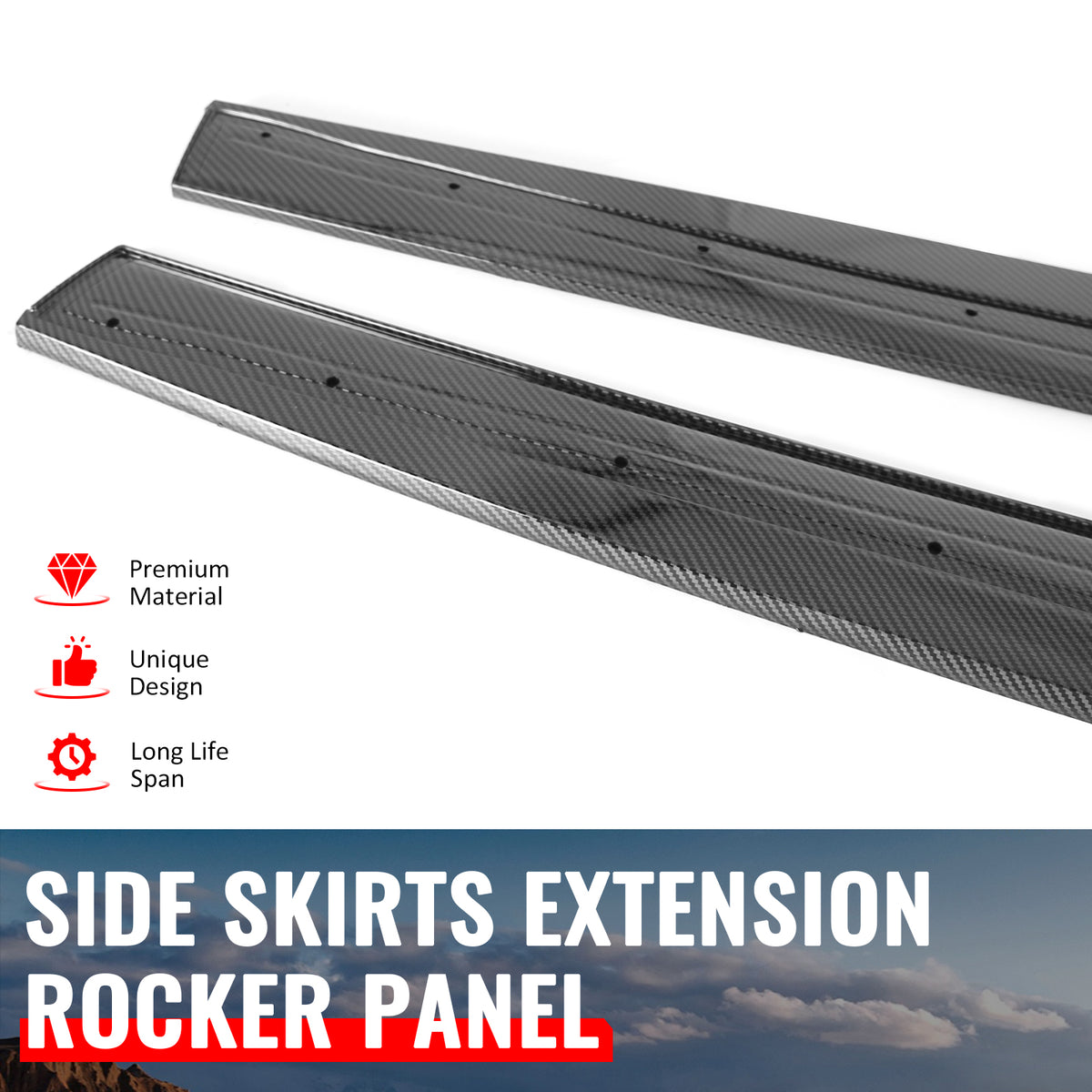 Fits 14-20 BMW 4-Series F32 F33 F36 M Sport Side Skirts ABS Carbon Fiber Print