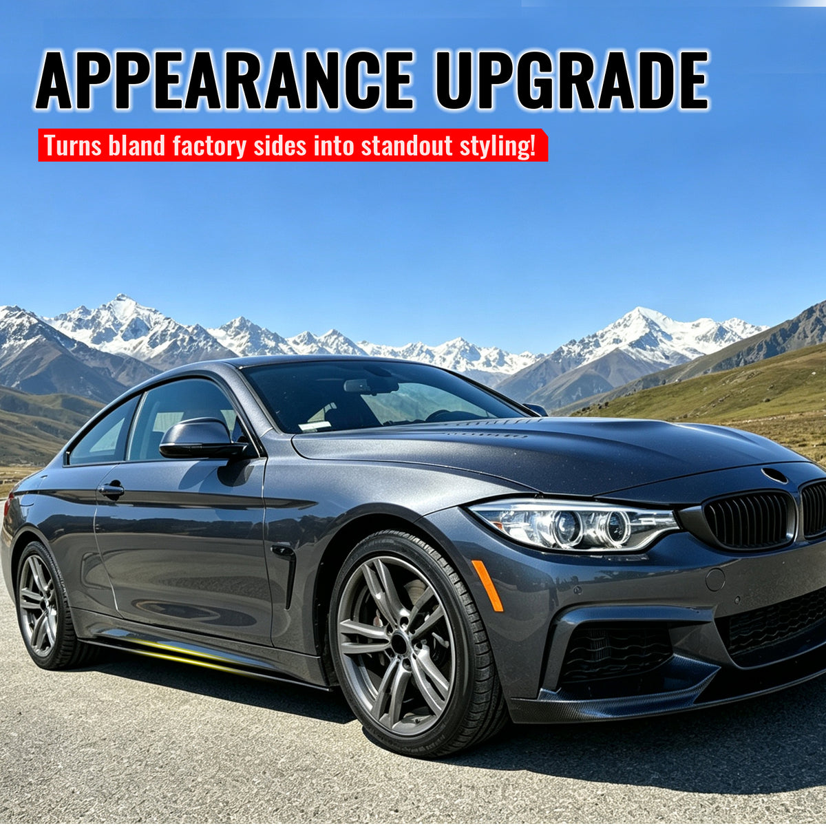 Fits 14-20 BMW 4-Series F32 F33 F36 M Sport Side Skirts ABS Carbon Fiber Print