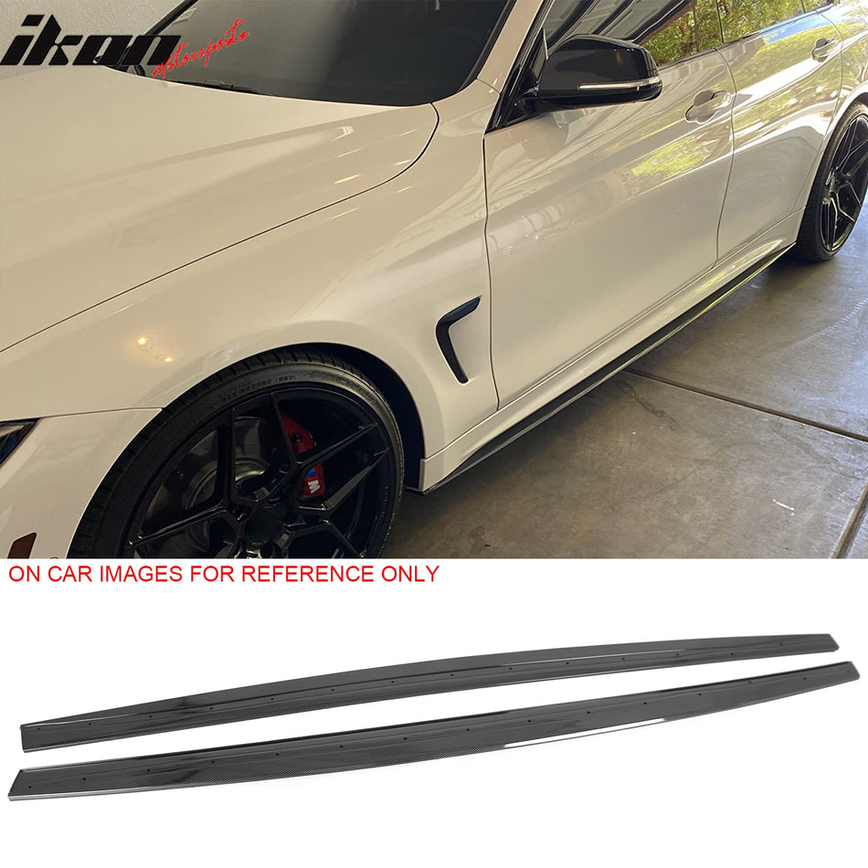 2014-2020 BMW 4-Series F32 F33 F36 M Sport 2PCS Side Skirts Extension Rocker Panel Splitter Lip Added on Body Kits Painted Carbon Fiber Print ABS
