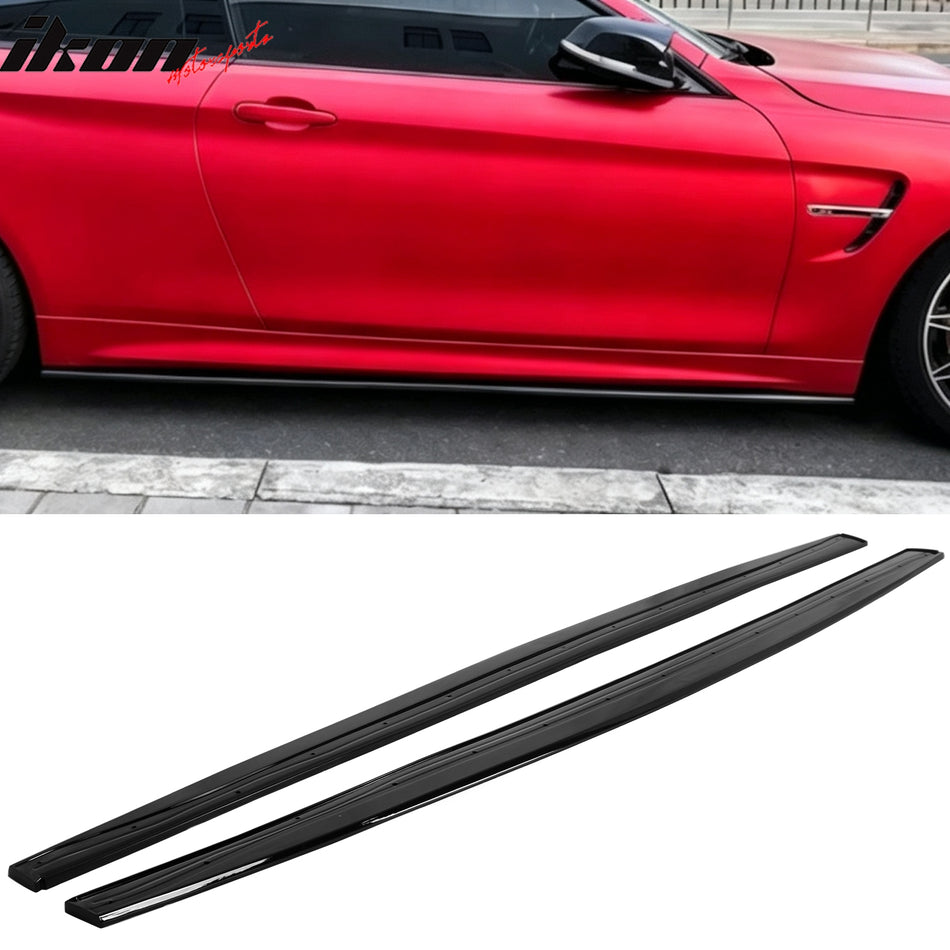 2014-2020 BMW 4-Series F32 F33 F36 M Sport 2PCS Side Skirts Extension Rocker Panel Splitter Lip Added on Body Kits Painted Gloss Black ABS Plastic