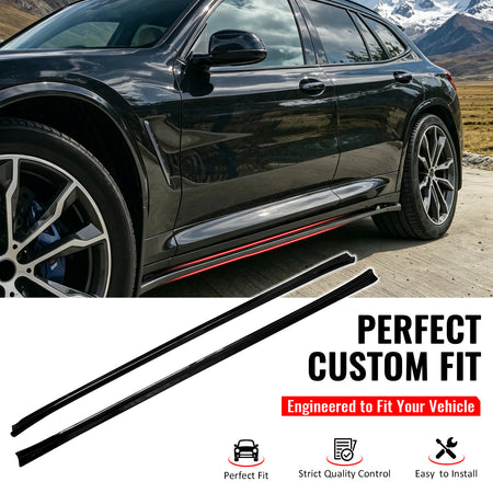 Fit 2018-2025 BMW G01 X3/G02 X4/F97 X3M/F98 X4M Side Skirts Gloss Black ABS