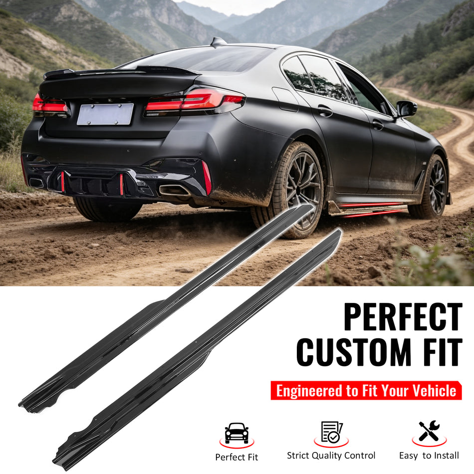 Fit 2017-2023 BMW 5 Series G30 F90 M5 Side Skirts Extension Gloss Black