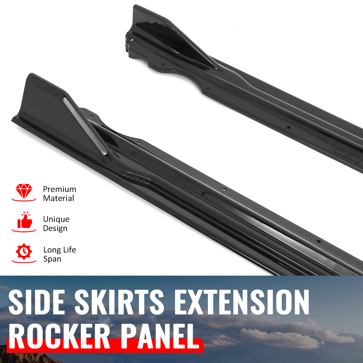 Fits 17-23 BMW 5 Series G30 F90 M5 IKON Style Side Skirts Panel Gloss Black ABS