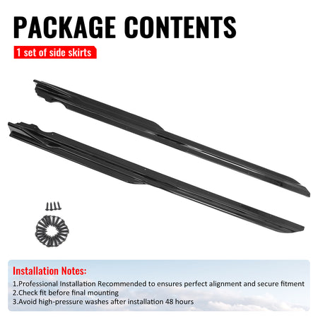Fits 17-23 BMW 5 Series G30 F90 M5 IKON Style Side Skirts Panel Gloss Black ABS