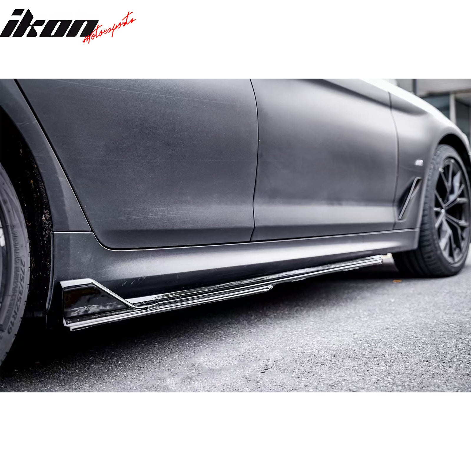 Fits 17-23 BMW 5 Series G30 F90 M5 IKON Style Side Skirts Panel Gloss Black ABS