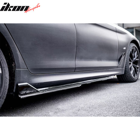 Fits 17-23 BMW 5 Series G30 F90 M5 IKON Style Side Skirts Panel Gloss Black ABS