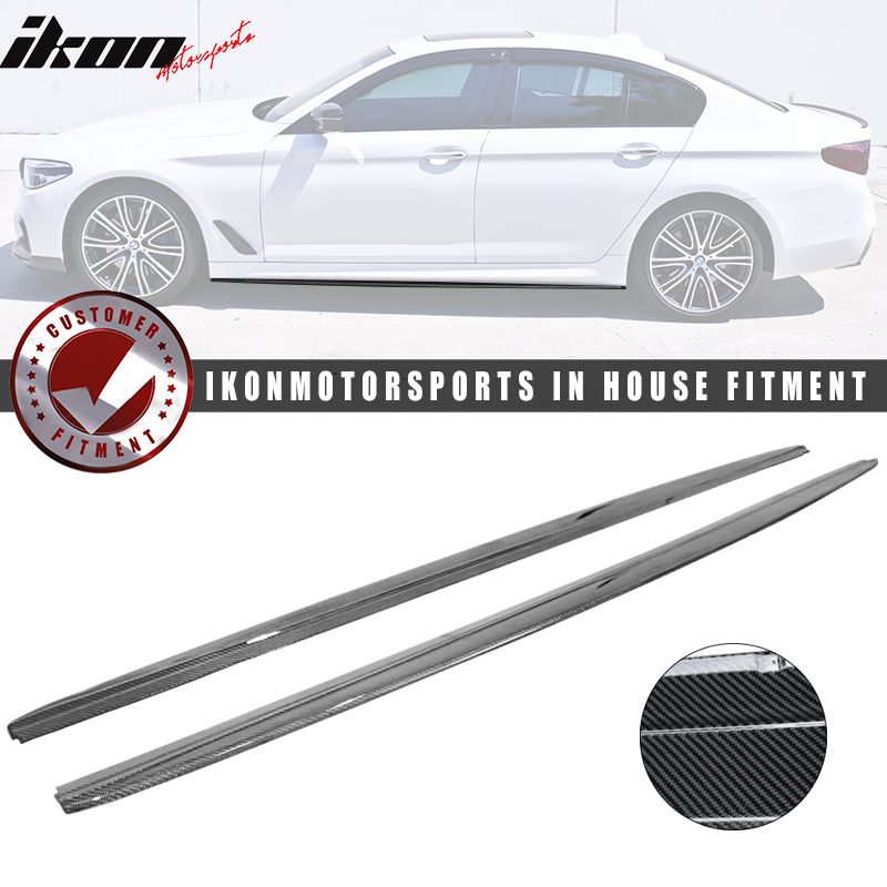 IKON MOTORSPORTS, Side Skirts Compatible With 2017-2023 BMW 5 Series G30, MP Style Side Skirt Extension Rocker Panel Pair, 2018