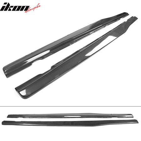 Fits 10-15 Chevy Camaro IKON Style Side Skirts Extension Lip 2PC - Carbon Fiber