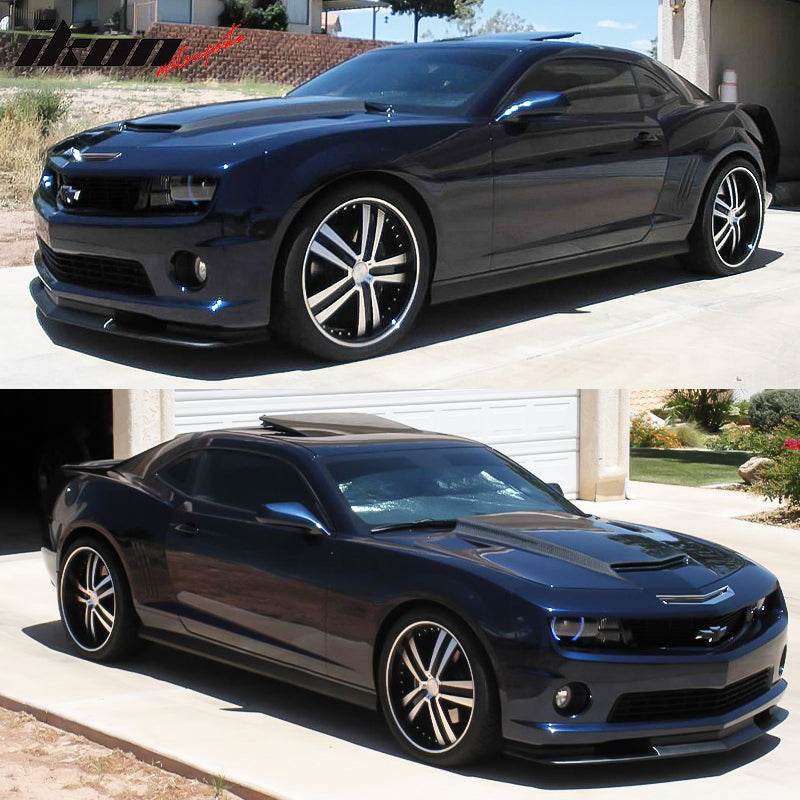 Side Skirts Compatible With 2010-2015 Chevy Chevrolet Camaro, Factory Style Black PP Sideskirt Rocker Moulding Air Dam Chin Diffuser Bumper Lip Splitter by IKON MOTORSPORTS, 2011 2012 2013 2014
