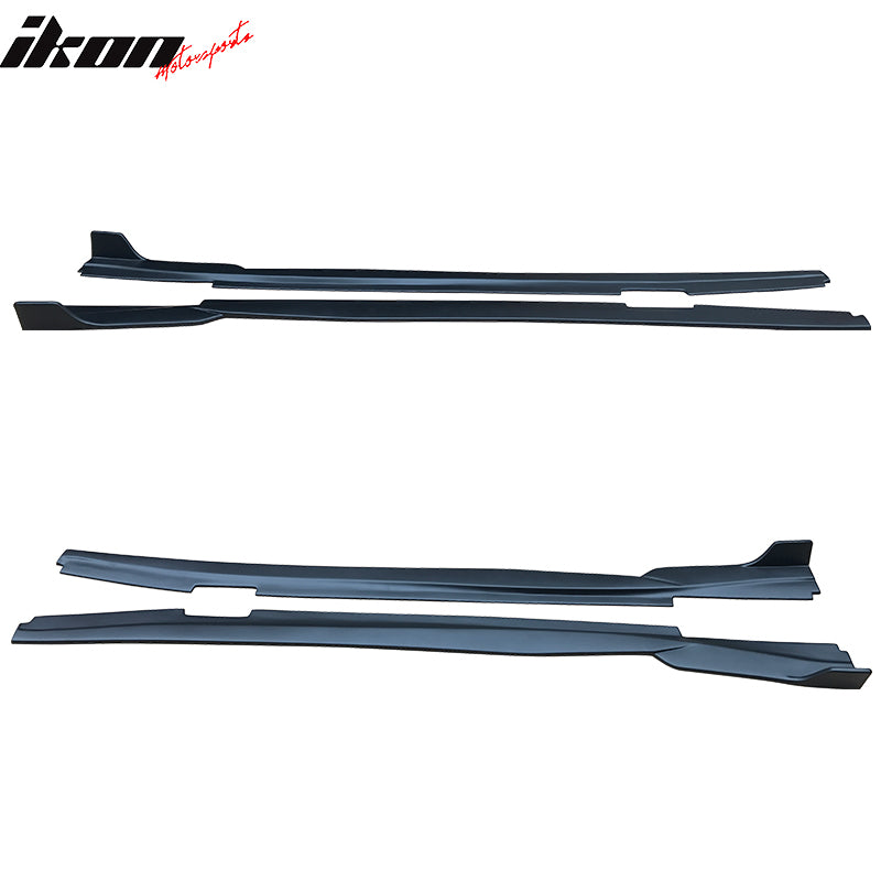 Side Skirts Compatible With 2016-2024 Chevy Camaro, IKON Style Black PP Side skirt Rocker Moulding Air Dam Chin Diffuser Bumper Lip Splitter by IKON MOTORSPORTS, 2017 2018 2019