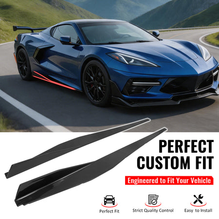 Fit 2020-2026 Chevy Corvette C8 Stingray/Z51 Side Skirts Extension